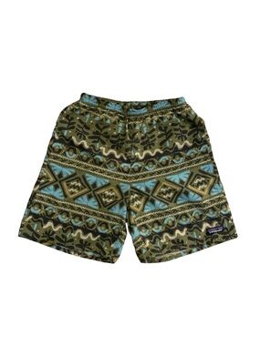 Patagonia Men’s 5” Inseam Baggies Shorts XS Green Aztec Tribal Geometric Print